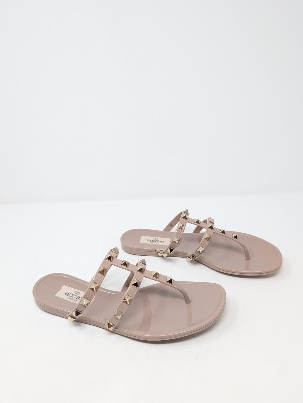 Valentino Garavani RockStud Jelly Thong Nude Caged Sandals Flip Flops Size 36